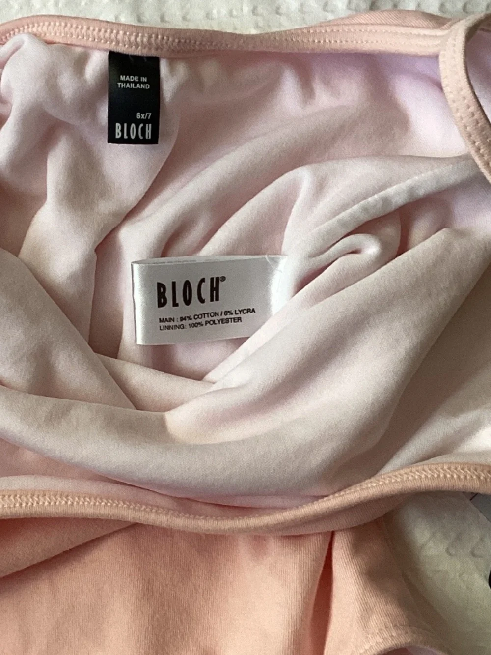 BLOCH Girls Cotton Camisole LEOTARD LIGHT PINK 6x / 7 NEW